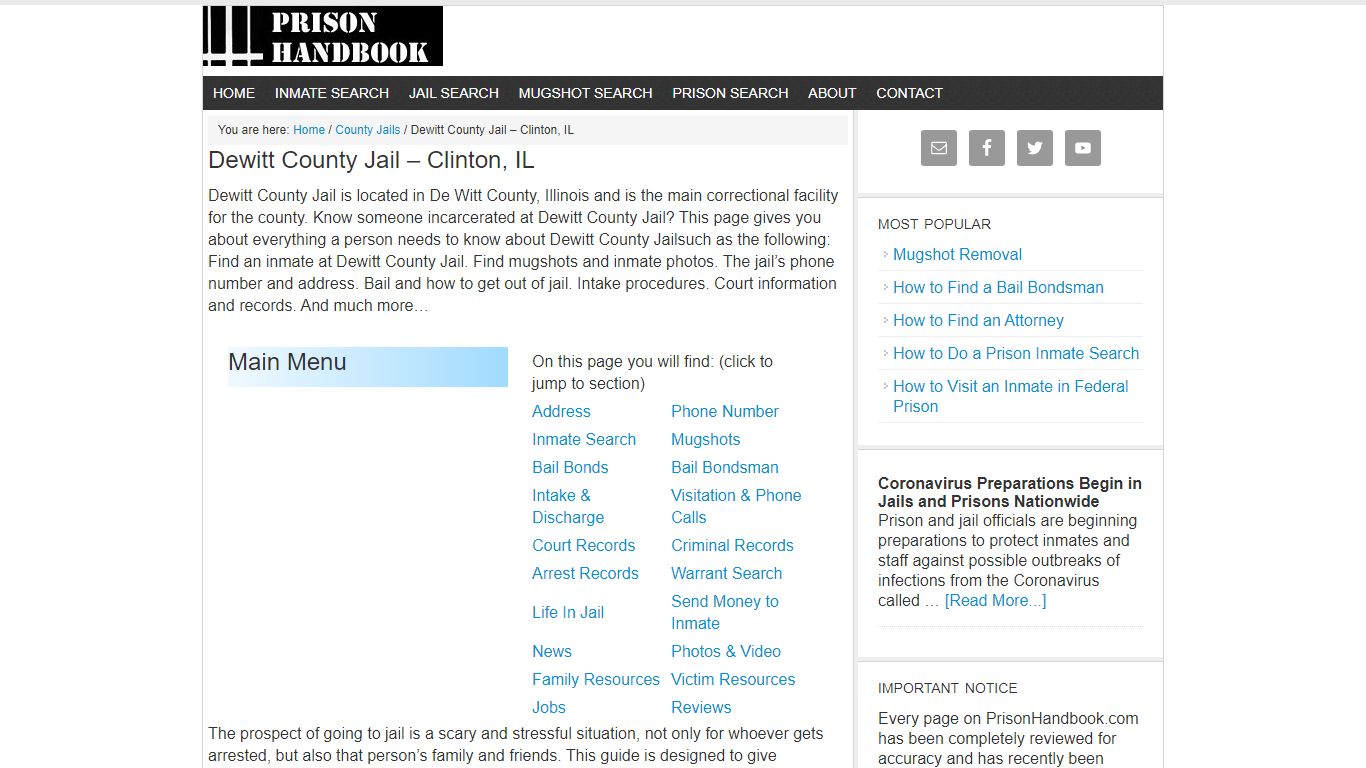 Dewitt County Jail – Clinton, IL - Prison Handbook